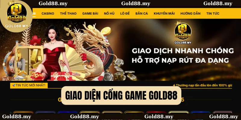 Giao diện cổng game Gold88