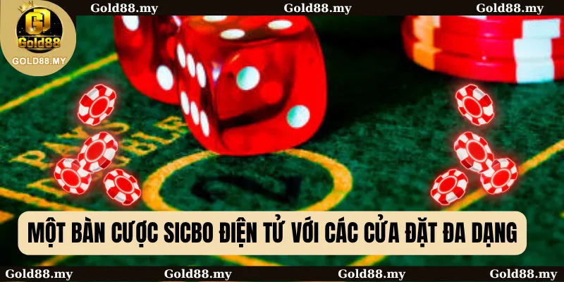 Một bàn cược Sicbo điện tử với các cửa đặt đa dạng